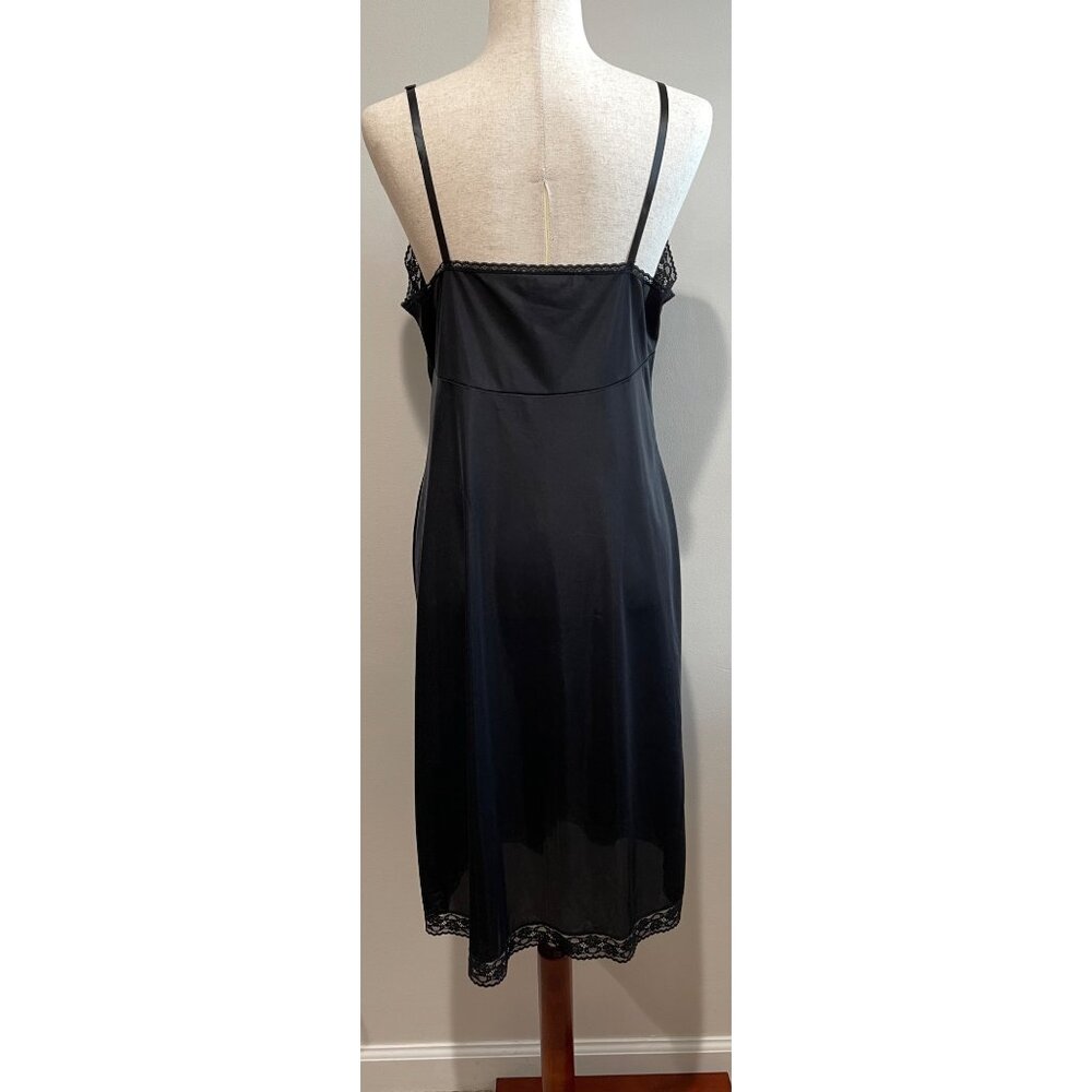 Vtg Vanity Fair Slip Dress Womens 38 26" Black with Lace Trim Nylon Made in USA - Picture 2 of 6